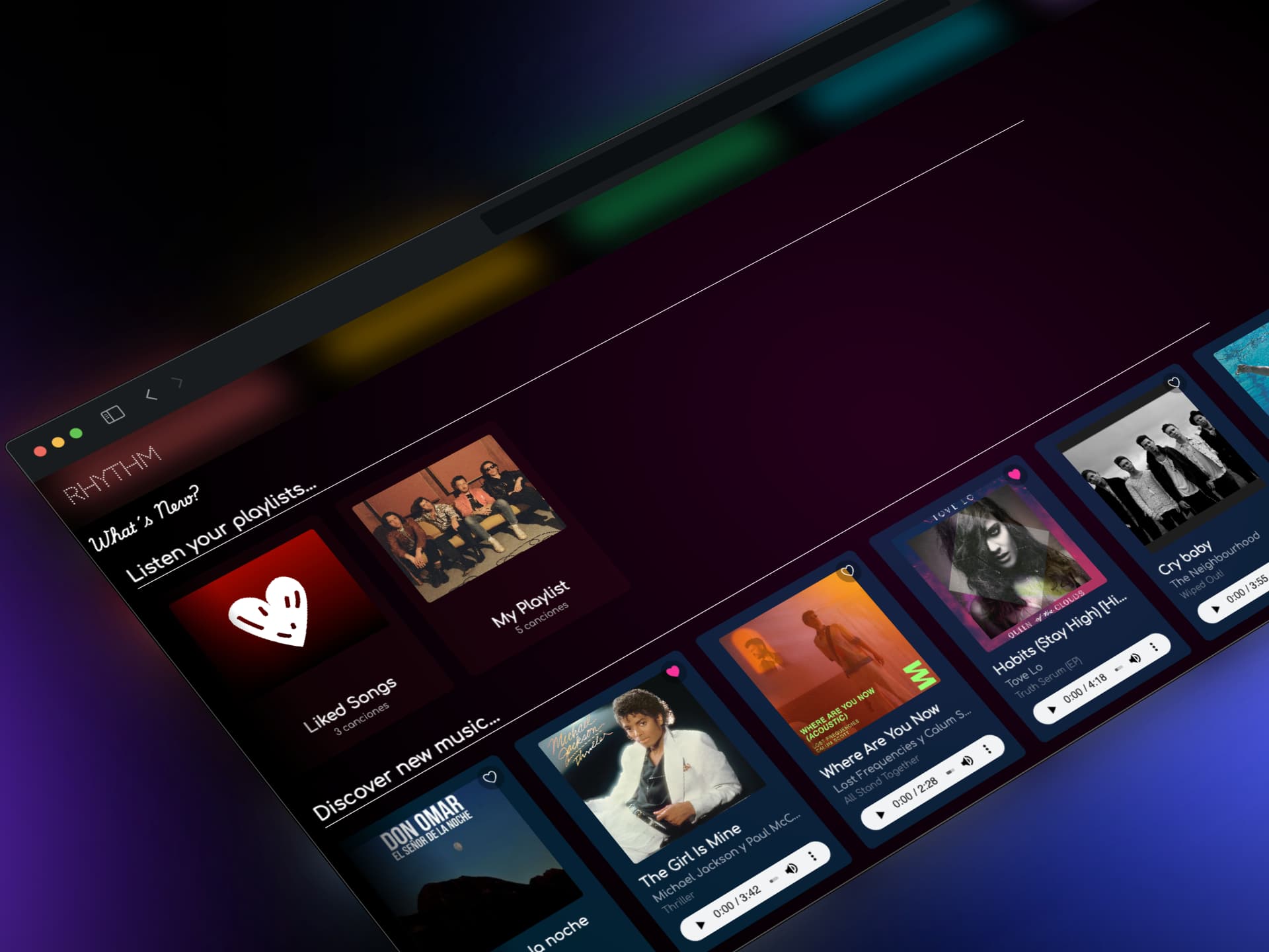 Captura de pantalla del proyecto Rhythm